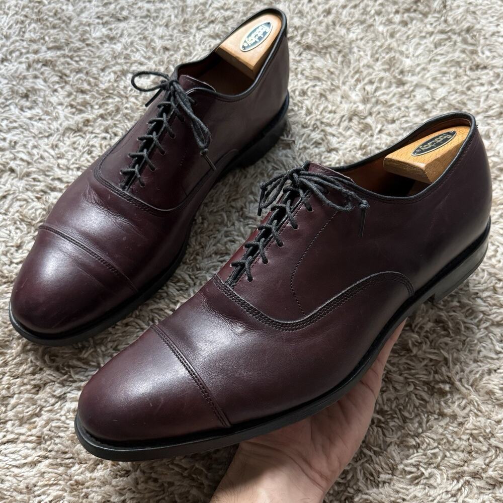 Allen Edmonds Park Avenue Burgundy Leather Cap Toe Oxford Shoes Size 11.5 C 5875